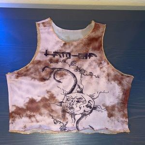 Brown tie-dye crop top
